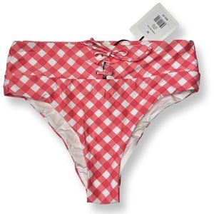 ONIA Susana High Waisted Bottom In Gingham Pink Size Medium